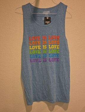 Leisure Lounge Love Is Love Distressed Graphic Tank - Blue